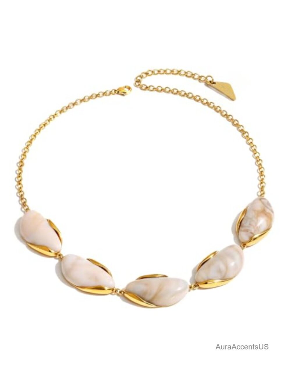 Chunky Teardrop Statement Necklace with 18K Gold Plated Chain